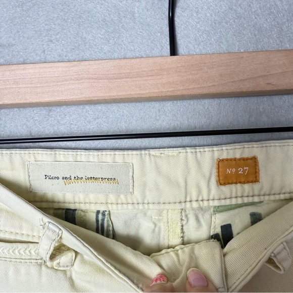 Pilcro and the Letterpress Anthropologie Women Light Yellow Stretch Pant 27 - Picture 5 of 16